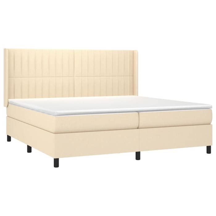 3131622 vidaXL Lit à sommier tapissier avec matelas Crème 200x200 cm Tissu