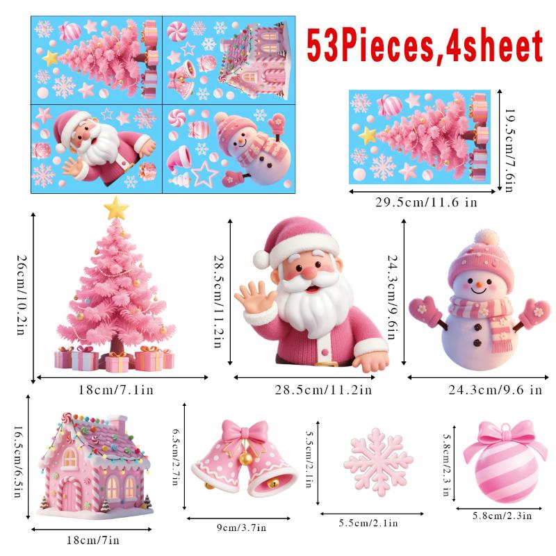 Vánoční přísavky na okno Santa Claus Sněhulák Sob Veselé Vánoce Skleněná nálepka Zimní říše divů Okenní nálepky