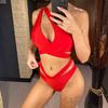 Sexy One Shoulder Strappy High Waist Bikini Female Swimsuit Women Swimwear Two-pieces Bikini Set Bather Bathing Suit Swim