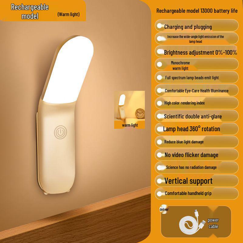 Rechargeable Eye-Friendly Touch Night Lamp with Magnetic Base and Long Battery Life for Desks and Bedsides.
