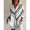 Chemise à motif géométrique pour femme Printemps Automne Femme Dame de bureau Boutonnée Col rabattu Chemises