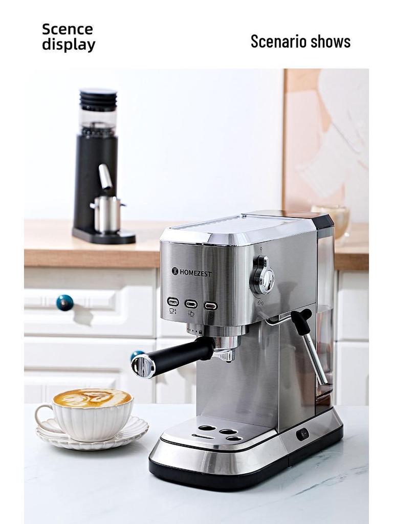 Cross Semi-Automatic Italian Espresso Machine with 19-Bar Pressure and Milk Frother for Home or Office Use