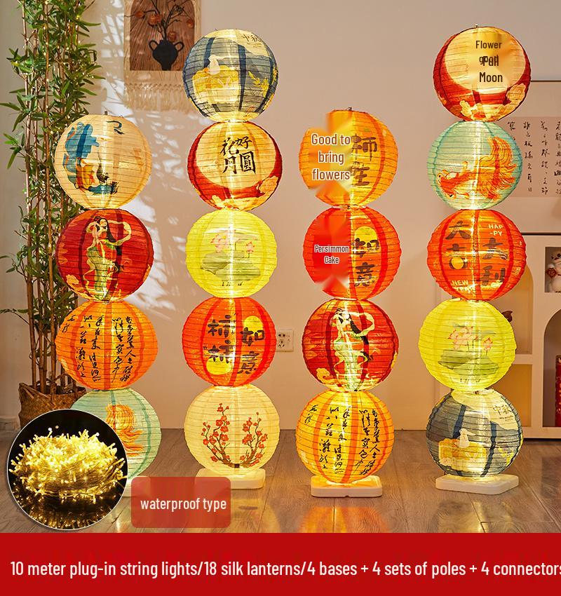 Waterproof Silk Lantern for Outdoor Mid-Autumn Festival Decor