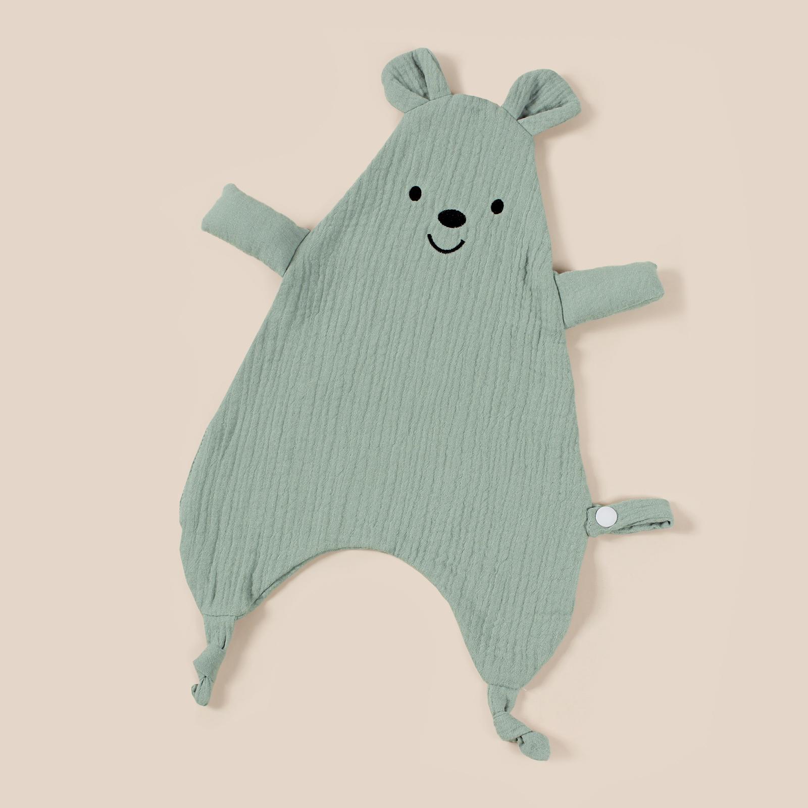 Nouveau Design Serviette Apaisante pour Bébé Coton Biologique Musseline Ours Souriant Bavette pour Enfants Couverture de Confort pour le Sommeil (as the picture,Option 1)