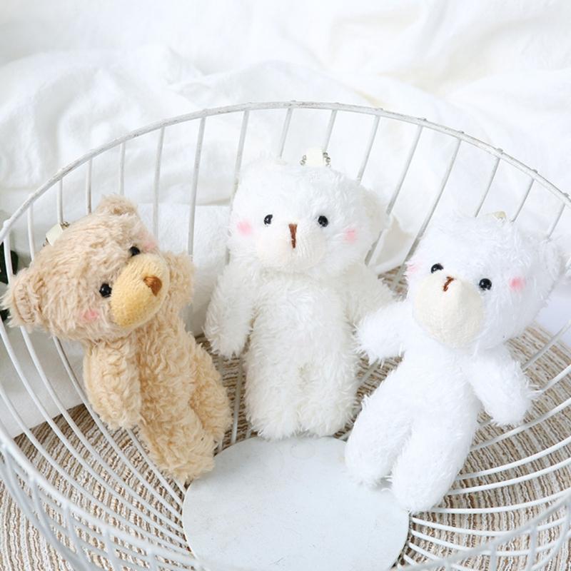 2pcsBlush Bear Pendant Plush Bear Keychain Stuffed Animal Pendant Soft Key Rings