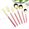 6Pcs/Set Gold Dinnerware Cutlery Set Mirror Stainless Steel Dinner Flatware Knife Dessert Fork Coffee Spoon Tableware Silverware Set