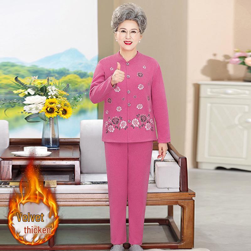 Cozy Autumn & Winter Wear: Cardigans, Warm Velvet Pajama Sets & Thickened Underwear for Middle-Aged & Elderly Women