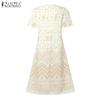 ZANZEA Vestido informal de verano con cuello redondo y manga corta estampado para mujer