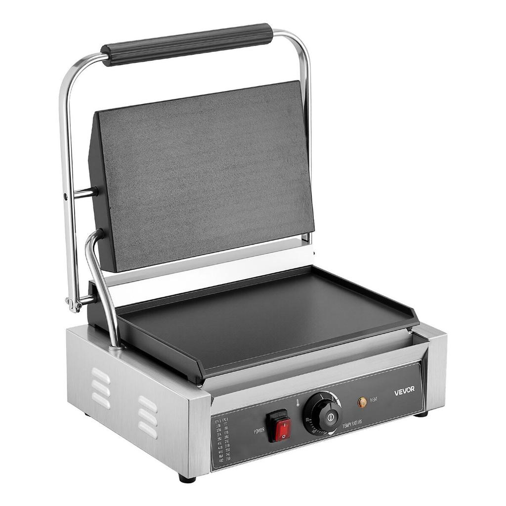 Commercial Panini Grill, 2200W Electric Sandwich Panini Maker, Stainless Steel Sandwichs Press Grill with Handle and Temp Control, 34x23 cm Full Flat