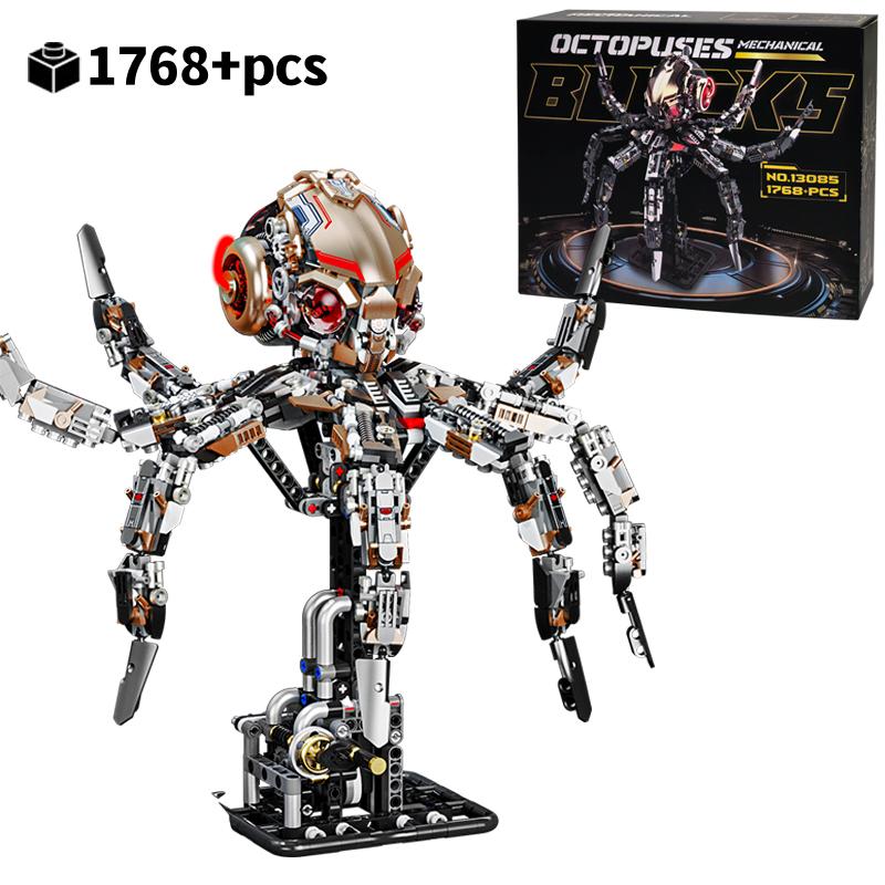 

Non-Toxic Moc Creative Mechanical Octopus Animal Life Set Building Blocks Power Motor Building Blocks Diy Model Christmas Birthday Gifts 1768pcs