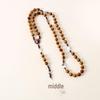Handmade Woven Rosary Necklace with Cross, 10mm Pine & Imitation Olive Wood Beads