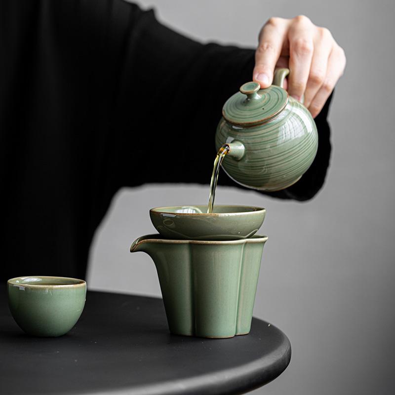 Bamboo Glazed Ceramic Fairway Cup Vintage Style Tea Sea Chinese Home Kung Fu Tea Set Without Handle Tea Cups Evenly Cups