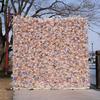 Uflower Pink Flower Wall Roll-Up Hanging Fabric Backdrop Artificial Floral Curtain for Wedding Event Party Decorations