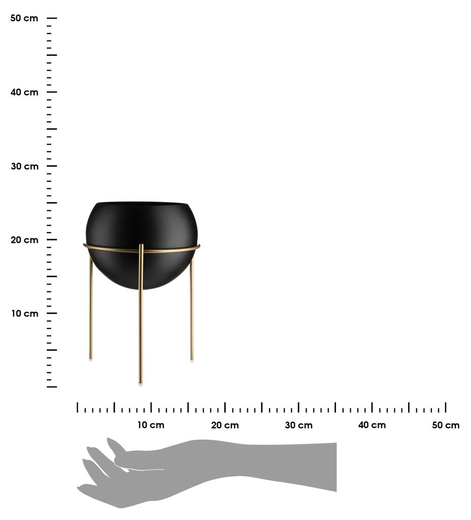 Standing Flower Pot 25 Cm Gold Black Loft