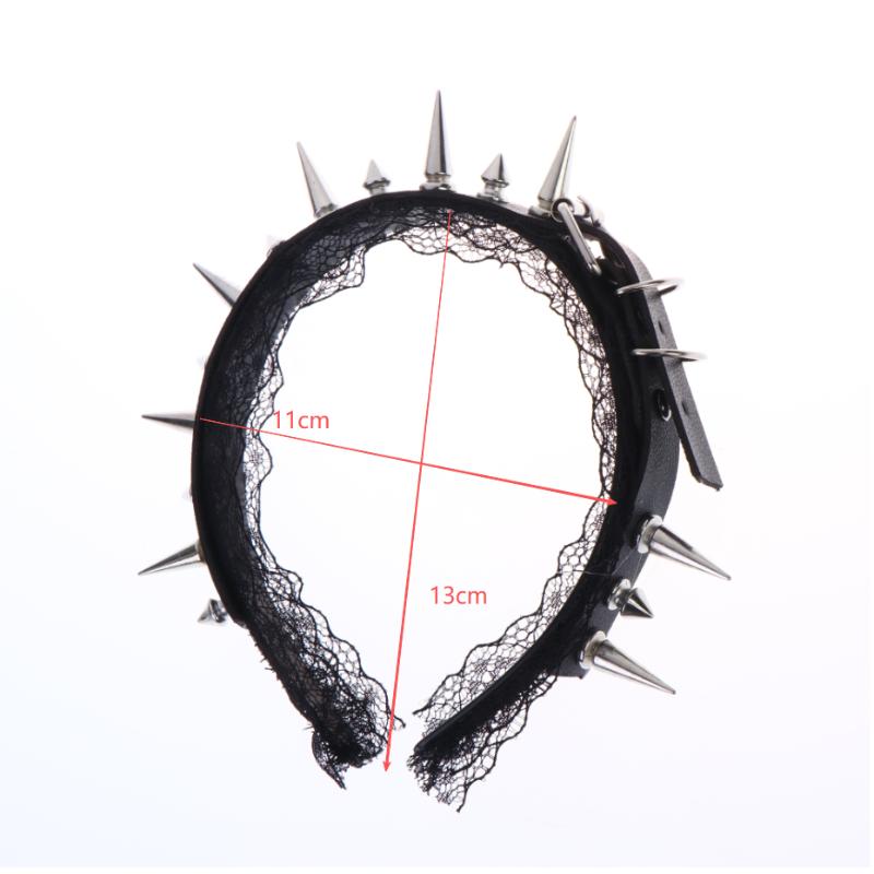 Gothic Punk Goth Headwear Women Headband Girls Rivets Headwear Cosplay Headdress Lace Hair Accessories