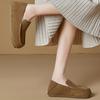 Loafers for Woman Genuine Leather Warm Wool Shoes Winter New Flat Cotton Shoes Women's Retro Casual Women's Shoes