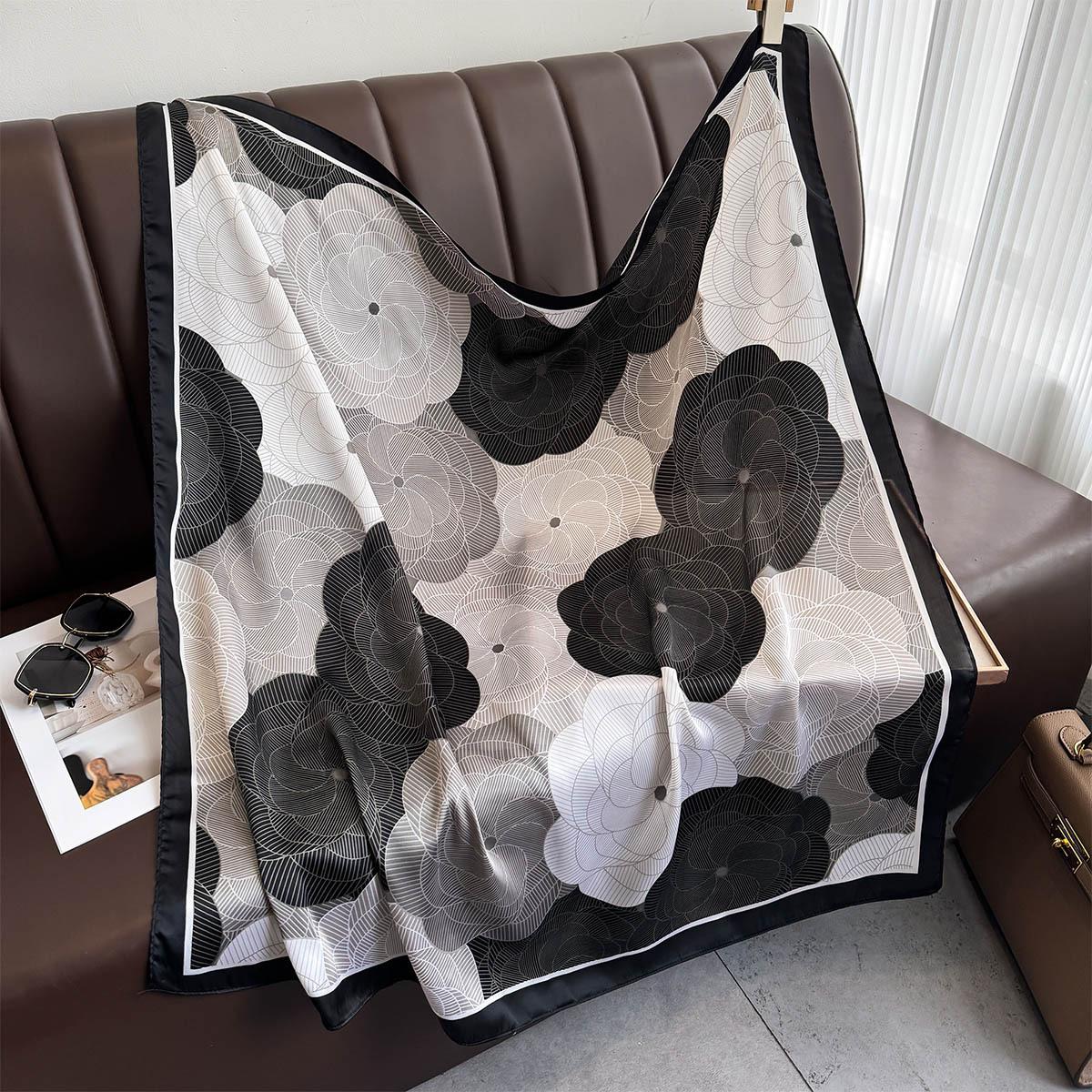 

Korean-style Printed Spring and Summer Fashionable Big Scarf with Shawl Thin Gauze Scarf Sun Protection Scarf 90*90cm