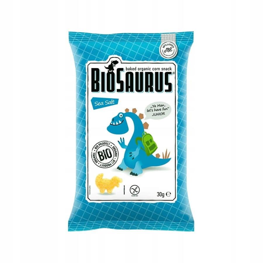 Patatine di Mais Dinosaurs al Sale Marino, Senza Glutine, Biologiche, 30 g