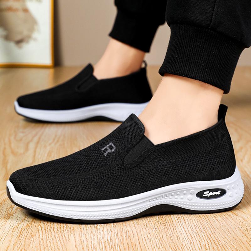 Men's Summer Slip-On Loafers - Soft Sole, Comfortable Flyknit Mesh, Breathable Casual Dad Shoes