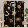 2pcs Celestial Sun Moon Stars Curtains - Semi-Sheer Polyester & Golden Space-Themed Window Drapes with Rod Pocket   Modern & Clas