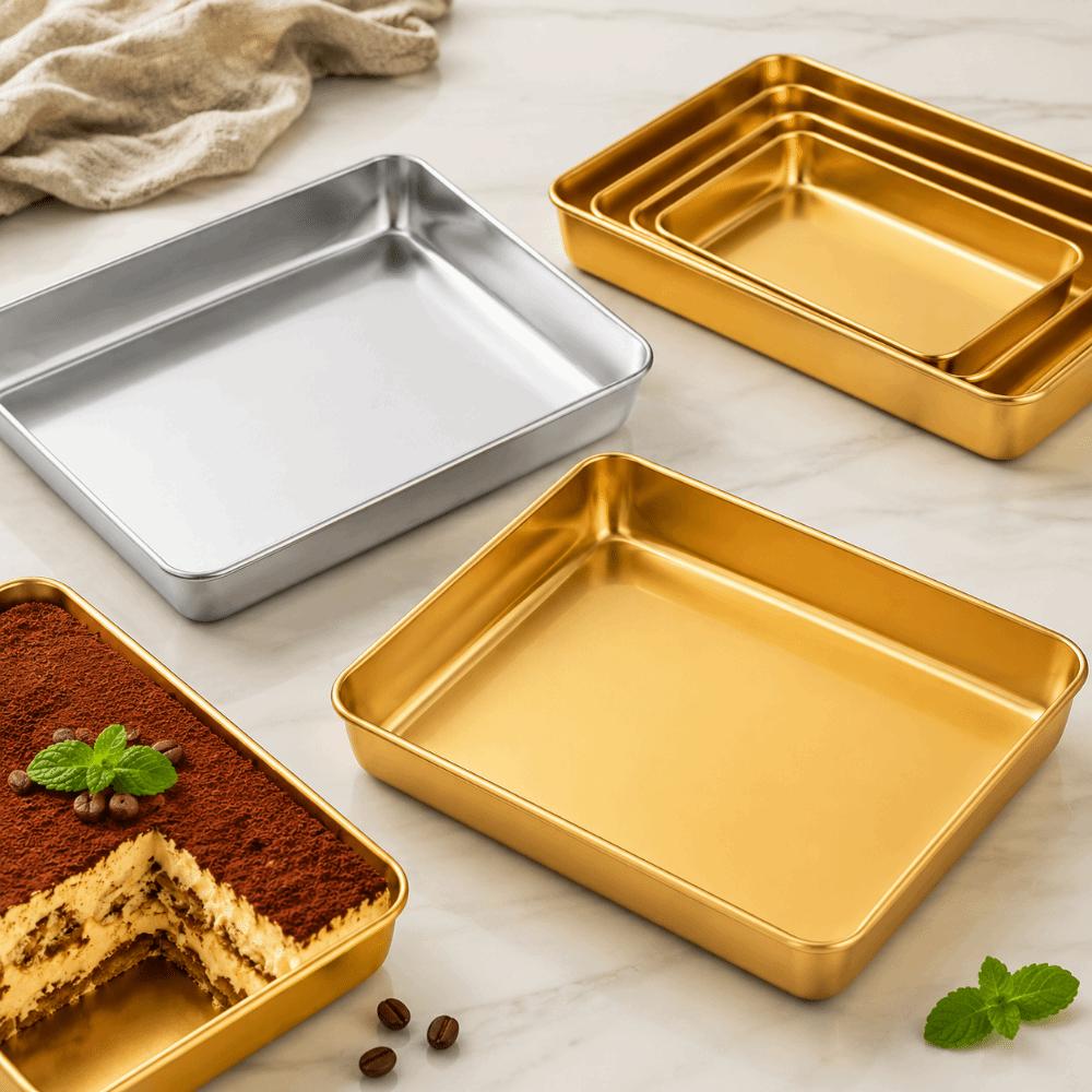 Stainless Steel Cake Tray Gold Silver Storage Tray Versatile Multi-sizes Tray For Refrigerators