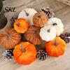 Realistic Halloween Pumpkin Decoration Small Velvet Thanksgiving Table Centerpiece, Soft Stuffed Decor for Fall Harvest Farmhouse Festive Home