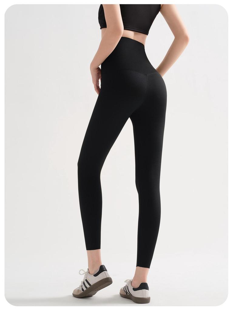 Women's High Waist Slimming Yoga Pants - Spring/Autumn Elastic Base Layer, 8-Point Length for Short Women