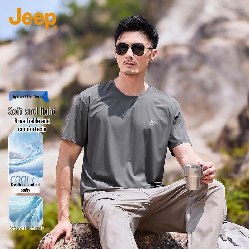 

JEEP Men s Breathable Short Sleeve Crew Neck T-Shirt M