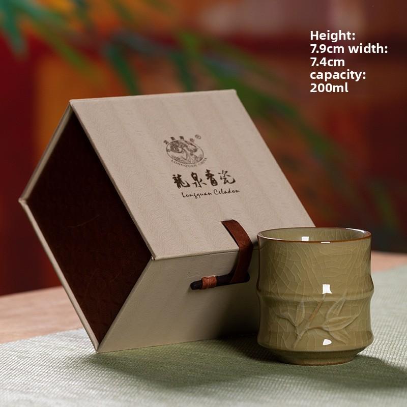Longquan Celadon Tea Cup Set Chinese Ceramic Cups for Home Guest Personal Use with Logo Wholesale