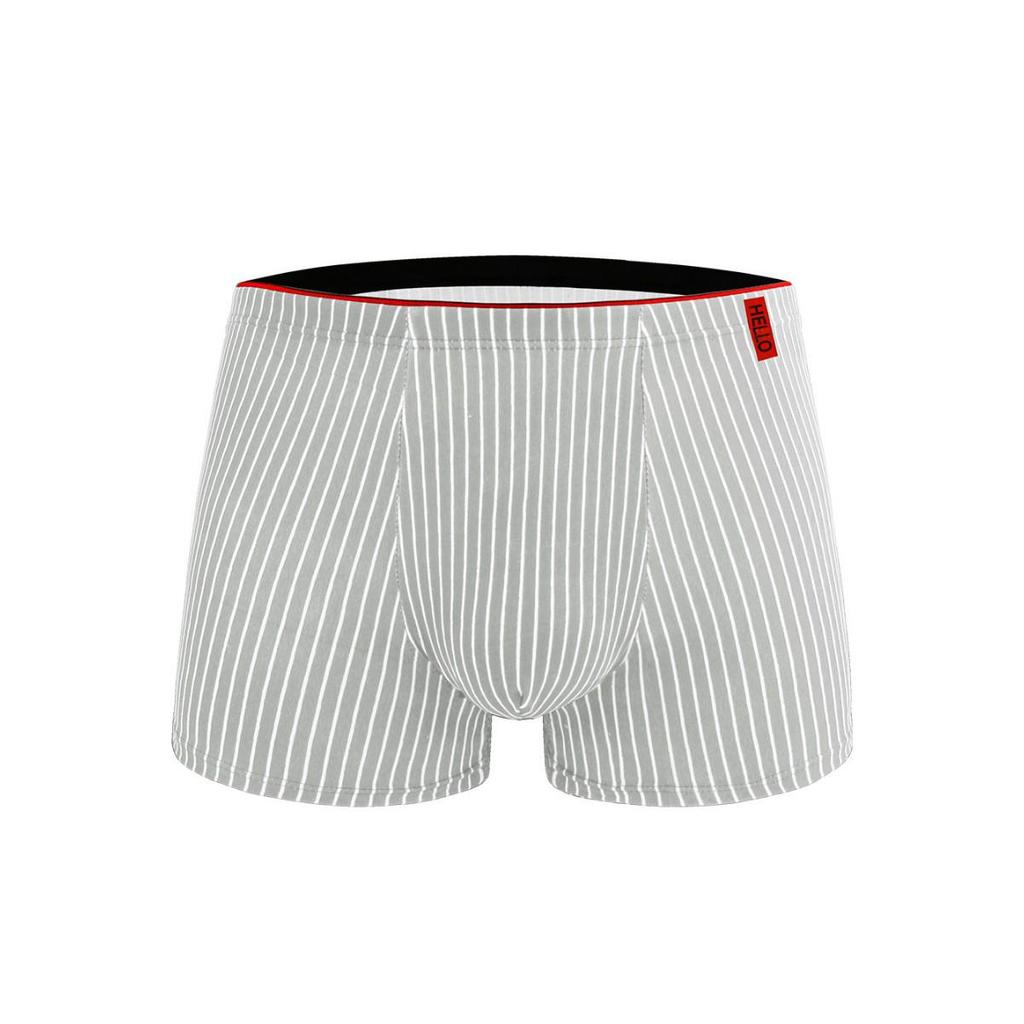 Men's Striped Seamless Breathable Mid-Waist Boxer Briefs