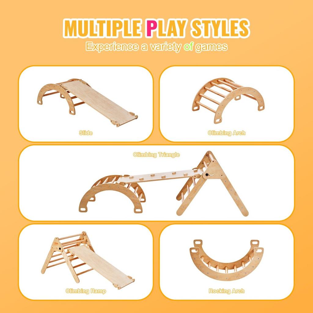 Pikler Dreieck Set 5in1 Montessori Kletterspielzeug für Kleinkinder Groß Holz