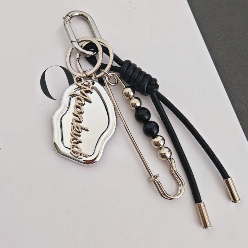 Stylish Leather Cord Keychain Makeup Mirror Portable Travel Essential Stylish Cosmetic Accessory Gift Metal Key Holder