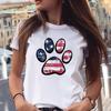 Women T-shirts Love Trend Style Dog Paw Cartoon Animal Pet 90s Summer Graphic Print Female Stylish T Top Shirt Girl Tee T-Shirt