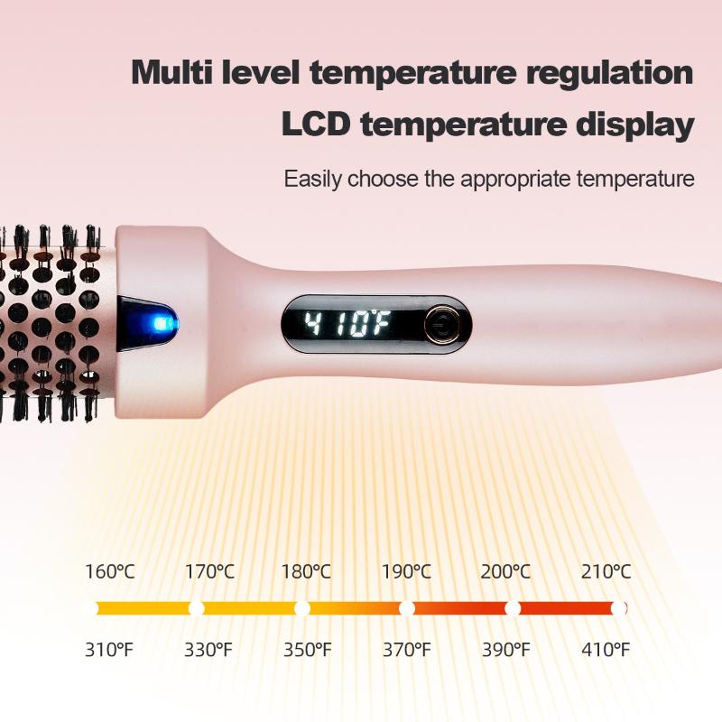 Portable Ionic Straightening Hair Curler Round Brush Hair Styling Tool Electric Infrared Heated Comb Hair Styling Brush