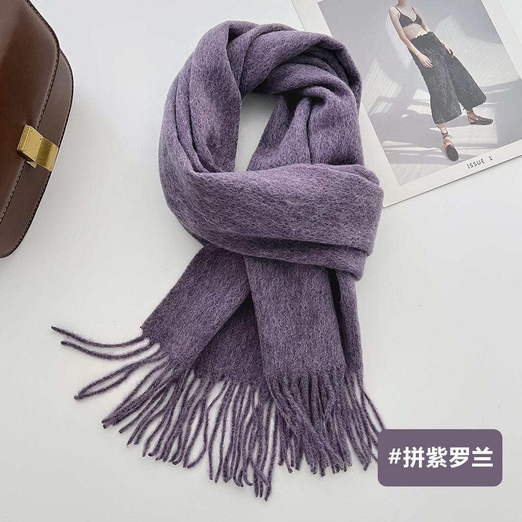 New solid color wool scarf autumn and winter versatile warm scarf couple atmosphere shawl