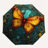 Stunning Butterfly Stained Cute Window Art Umbrella, Cute Umbrella with Cute Design, Portable 3-Fold Compact Umbrella for Men & Women, Valentine's Day