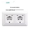Curved White European Standard Socket Panel with Double USB & Type C, German Switch, Concealed Installation
