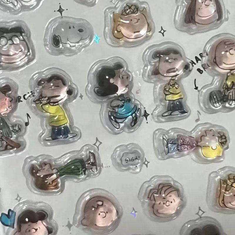 1/4pcs Japanese Snoopy 3D Relief Crystal Sticker Cute Diy Mobile Phone Decoration Sticker Student Hand Account Stationery Gift