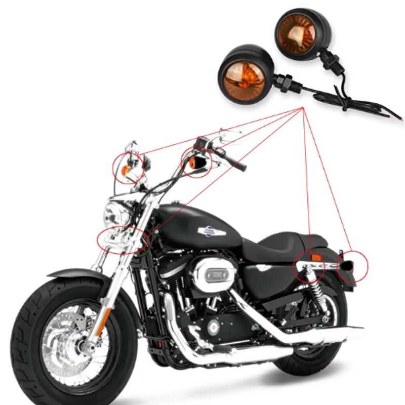 Chrome Bullet Motorcycle Turn Signal Indicator Light Retro Motorbike Blinker Lamp For Honda Yamaha Cafe Racer Bobber Signal Lamp