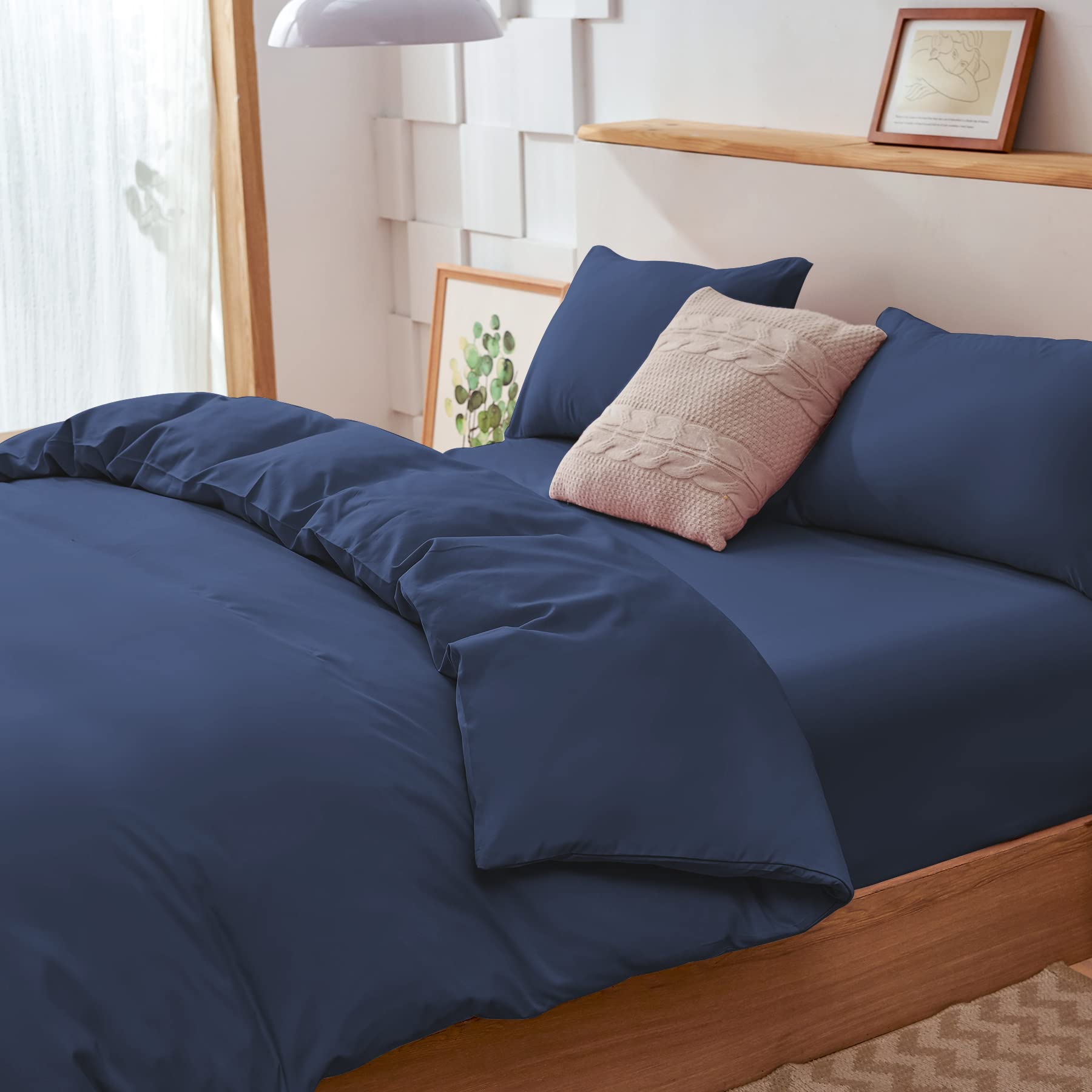 

Постельное белье AYO, подходящее для западного и японского стиля, включает пододеяльник, простыню на резинке и моющийся и устойчивый к пылевым клещам 4-предметный набор из персиковой кожи,