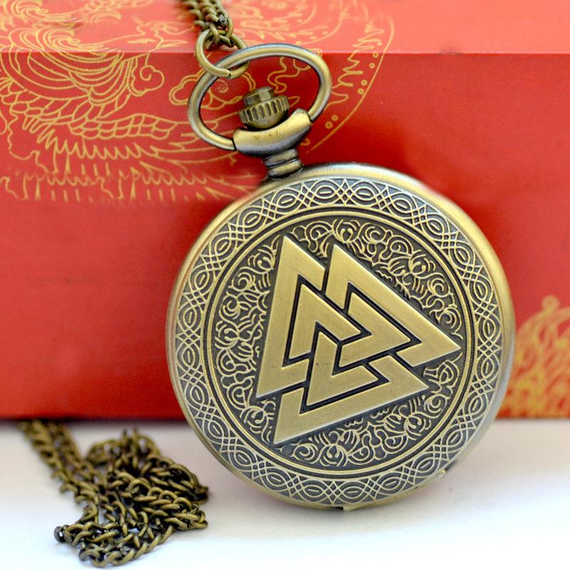 Vintage Folded Triangle Pyramid Pocket Watch - Large Retro Design