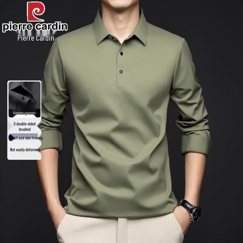 Pierre Cardin Men's Seamless Business Casual Long-Sleeve Polo Shirt