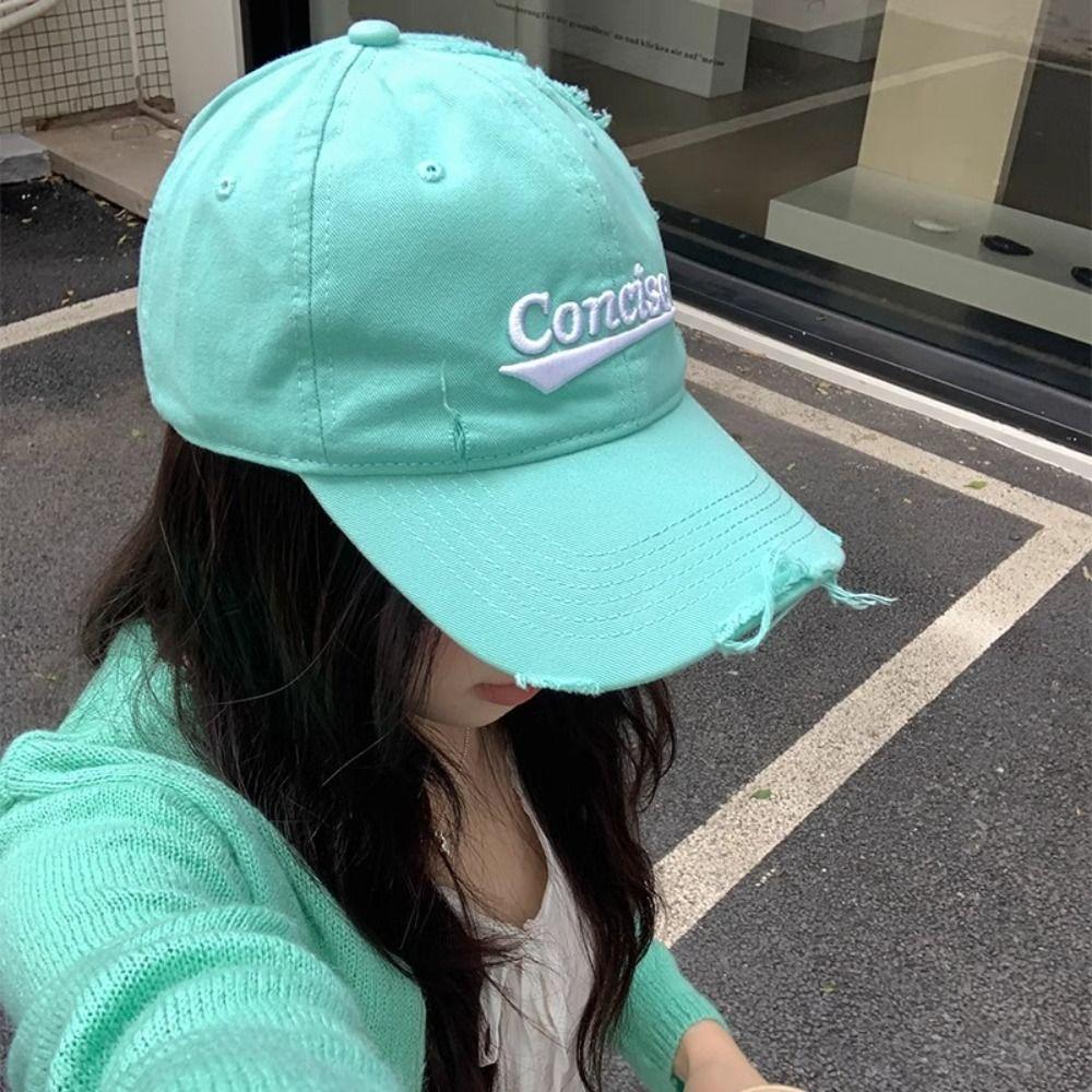 

Korean Letter Baseball Hat Embroidery Snapback Cap Casual Holes Peaked Cap Teenagers вина червоного кольору