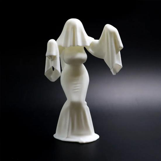 Halloween Ghost Bride Statue 3D Printed White Ghost Sculpture Tabletop Ornament for Yard Garden Lawn Indoor Outdoor Decor