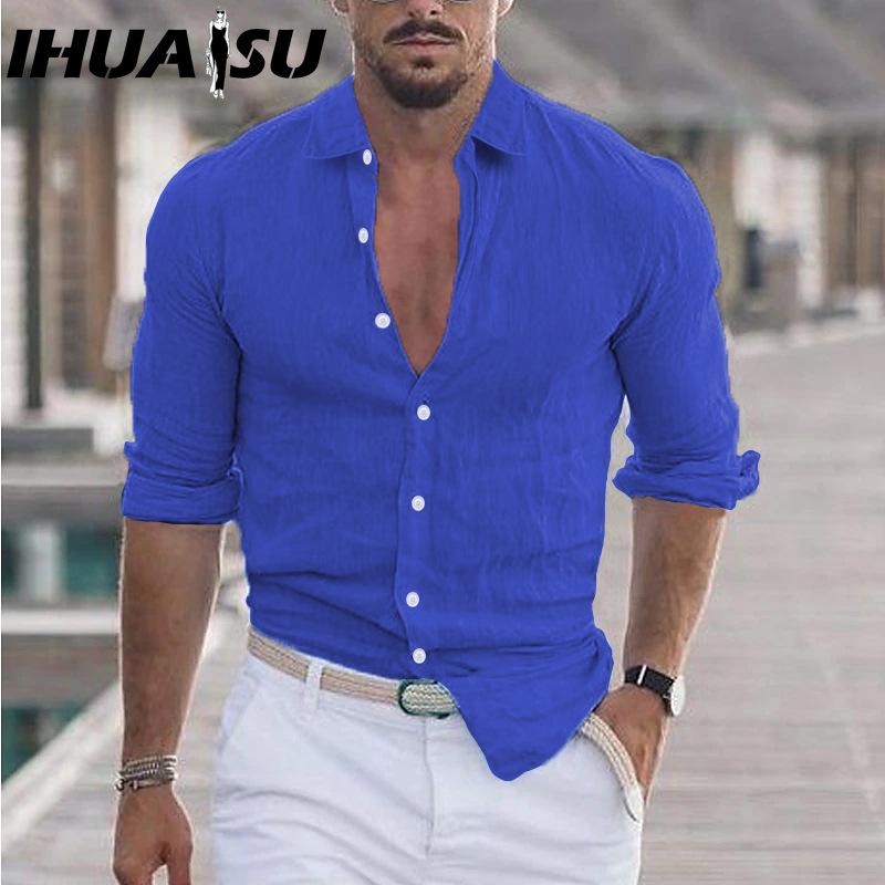 IHUASU Baumwolle Langarm T-Shirt Herrenmode Lockeres Shirt Bedrucktes Mitfühlendes Shirt