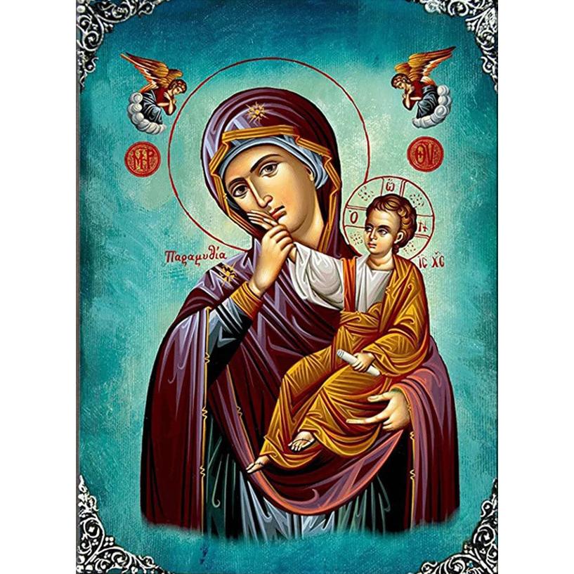 5D Diamantmalerei Religion Ikone Jungfrau Maria Runde Bohrer Heimdekor Porträt Stickerei Mosaik Geschenk Heimdekor