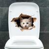 Peek-a-Boo Cat Animal Toilet and Wall Sticker Set Waterproof Self-Adhesive Removable Decal for Bathroom WC Decoration