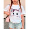 Kawaii Meme Katze Design T-Shirts Grafisches Kurzarm Kinder T-Shirt Jungen Mädchen Sommer Frühling Lässiges Oberteil Tee