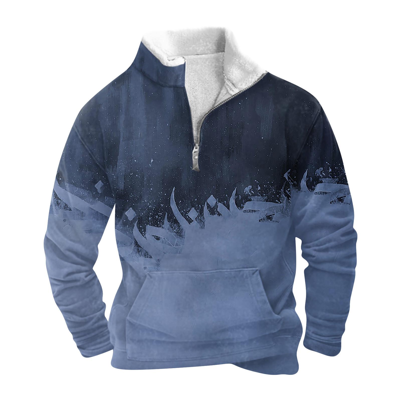 

Весенне-осенняя мужская толстовка с воротником-стойкой на открытом воздухе, повседневные свитера, топы XL синий