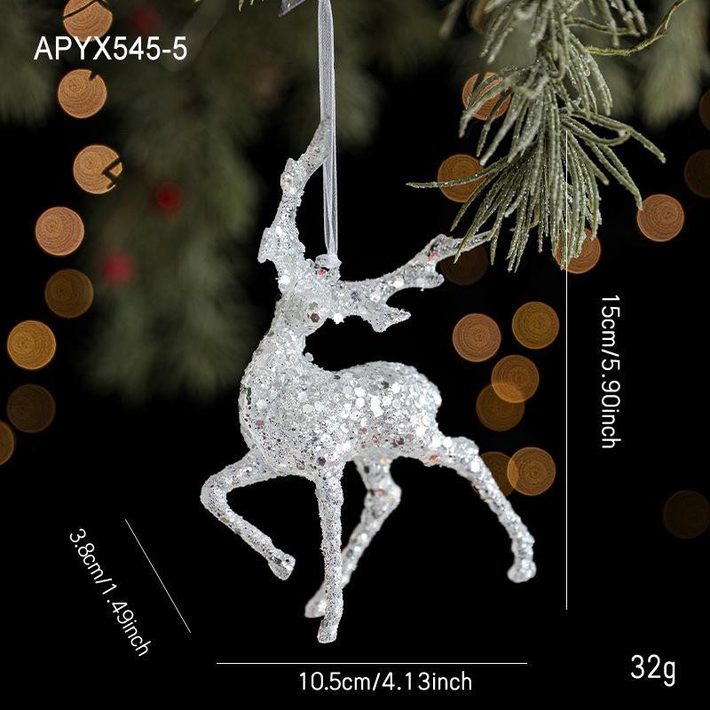 Christmas Tree Decoration Pendant Acrylic Transparent Snowflake Reindeer Pendant Family Party Christmas Atmosphere Decoration